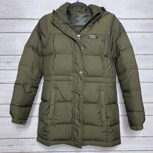 L.L.Bean Women’s Down Parka Green Hooded Insulated Winter Coat Size XXS